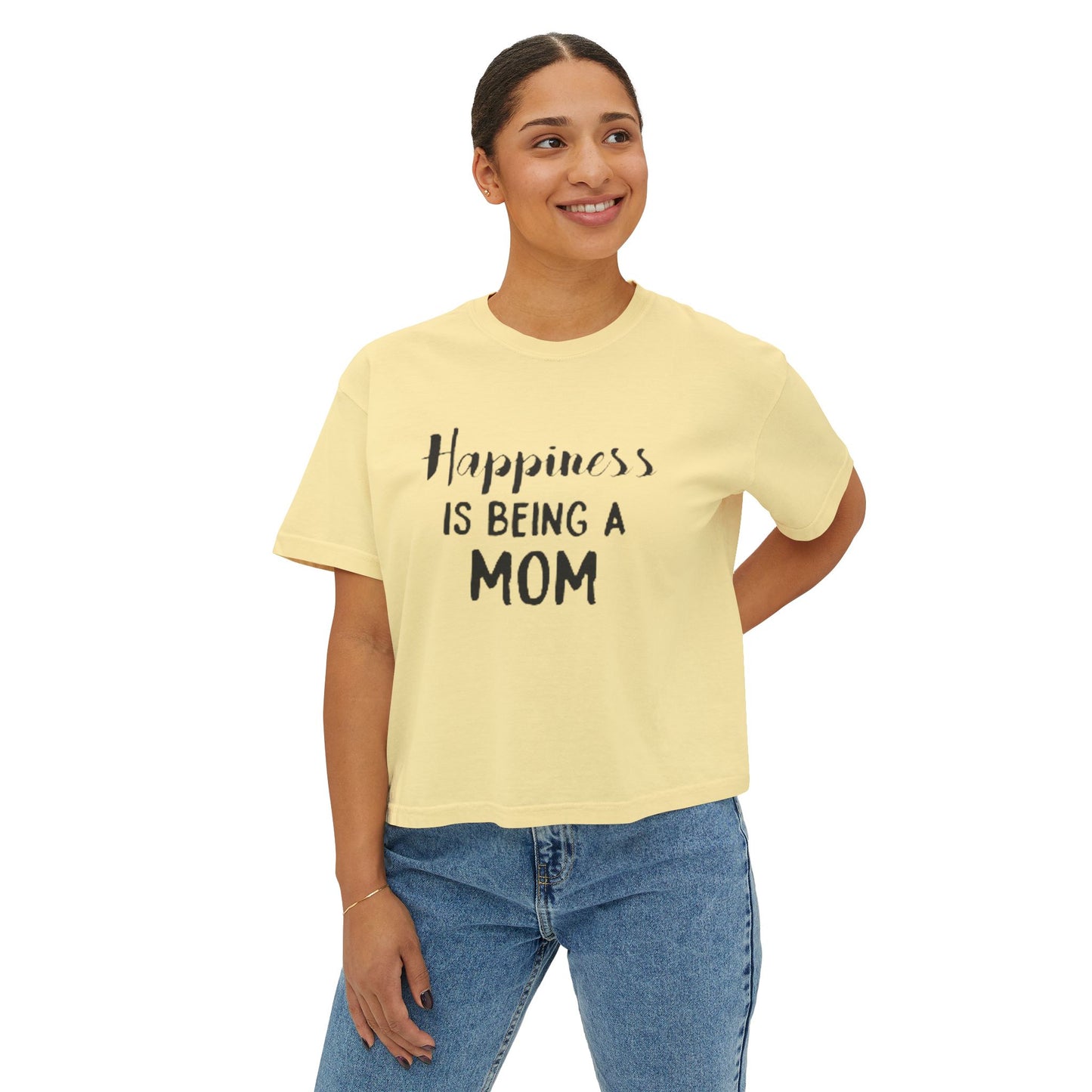 Happy Mom Boxy Tee — Casual Mother's Day Graphic Top