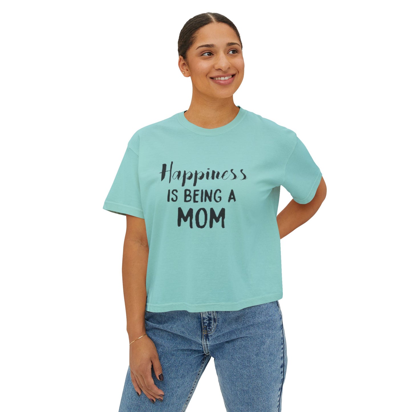 Happy Mom Boxy Tee — Casual Mother's Day Graphic Top
