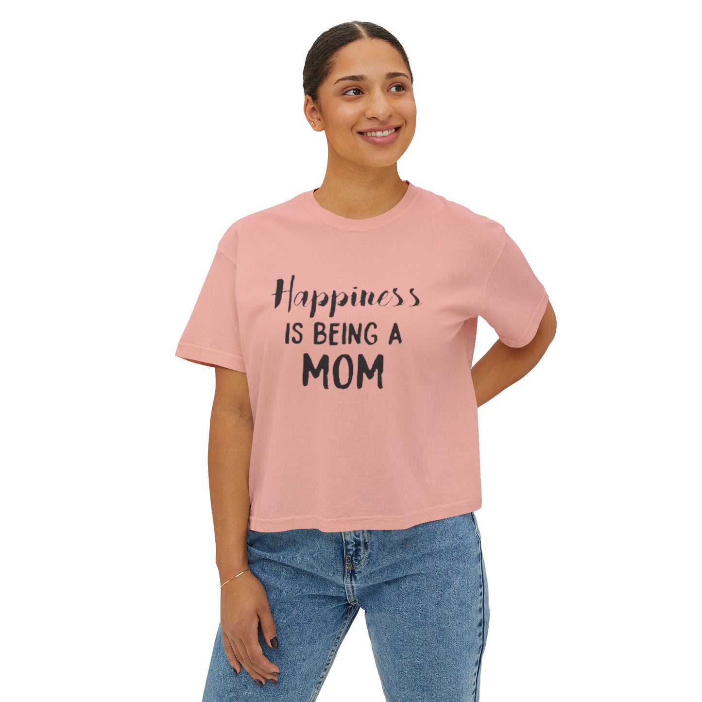 Happy Mom Boxy Tee — Casual Mother's Day Graphic Top