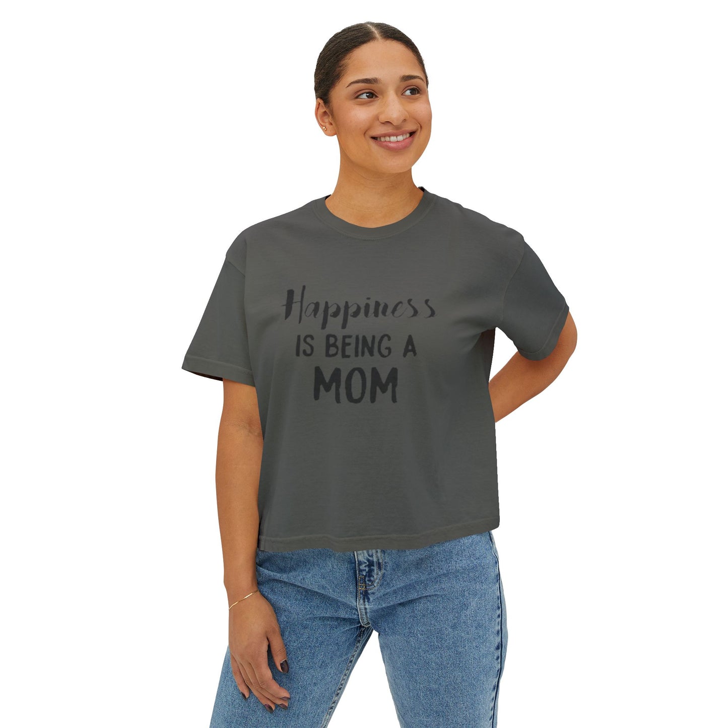 Happy Mom Boxy Tee — Casual Mother's Day Graphic Top