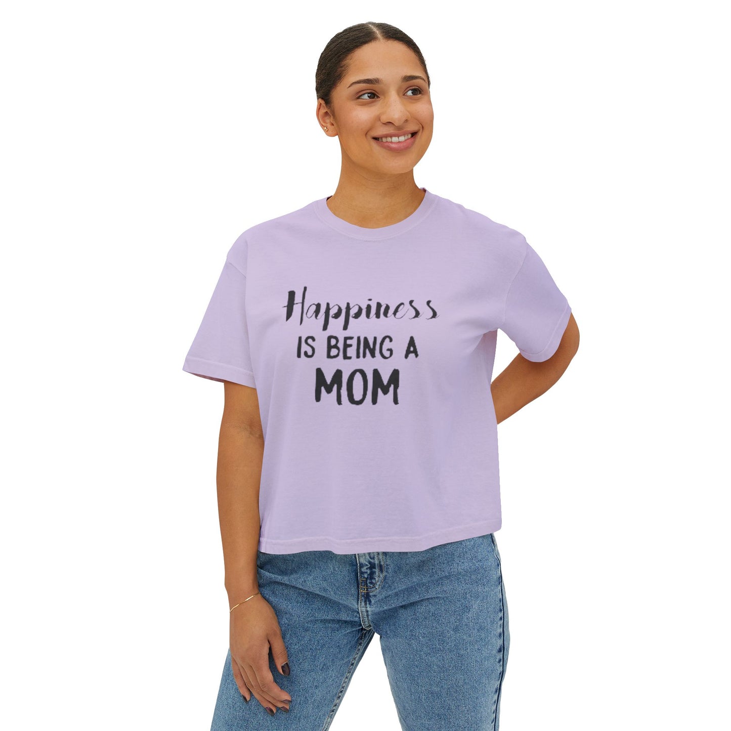 Happy Mom Boxy Tee — Casual Mother's Day Graphic Top